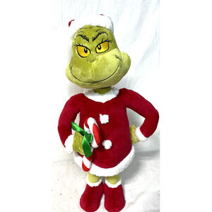 The Grinch with Santa Hat and Candy Cane Christmas Animated 23'' Tall 2023